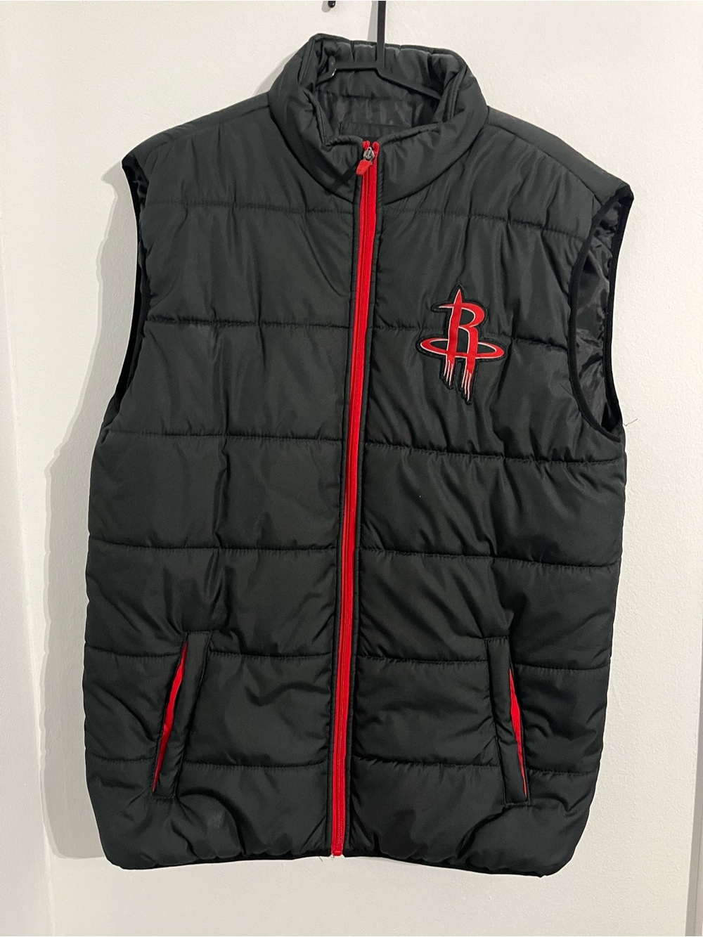 NBA Black Quilted Vest with Red Trim